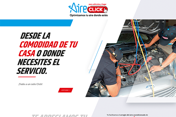 Landing page Aire Click Landing page Aire Click