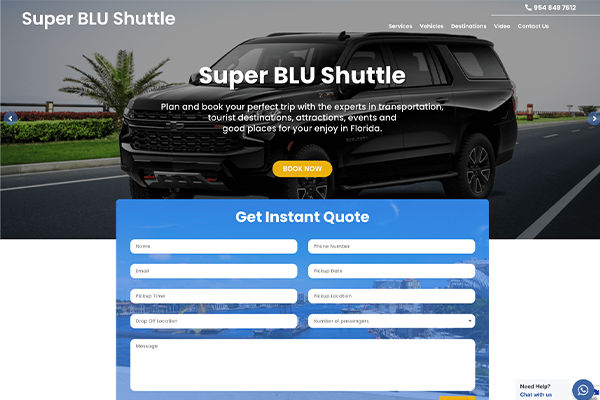 Landing page Super Blu Shuttle Landing page Super Blu Shuttle